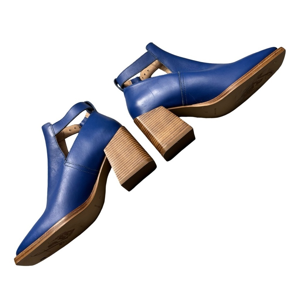 Free People Brady Blue Leather Ankle Boots Size 37 - Picture 5 of 16